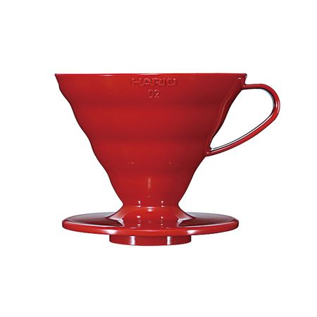 Hario plastový dripper na kávu V60-02 červený